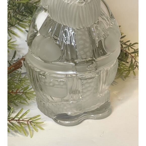GORHAM Holiday Traditions Crystal Glass Santa Treat Jar 9 1/4" Made In Germany - Picture 3 of 8